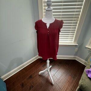 LOFT dark red short sleeve blouse